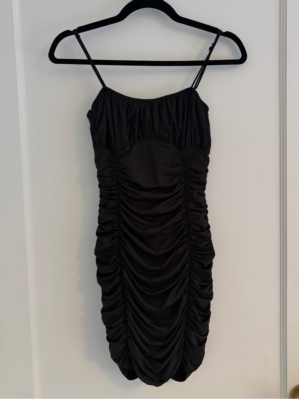 Superdown Black Ruched Mini Dress